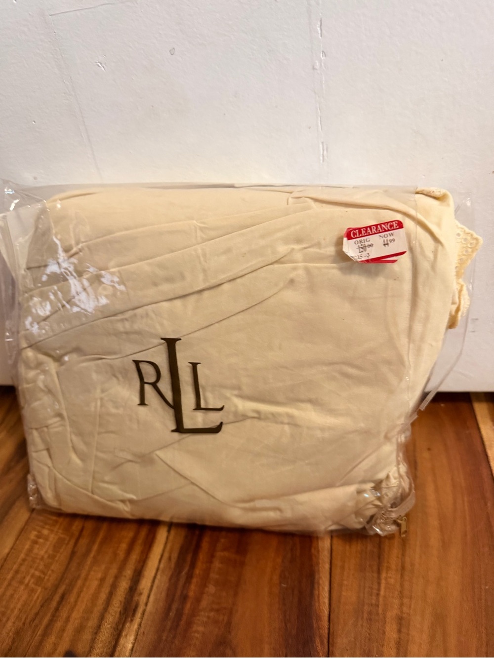Lauren Ralph Lauren Cream King Bed Skirt with RLL Monogram - Picture 2 of 6
